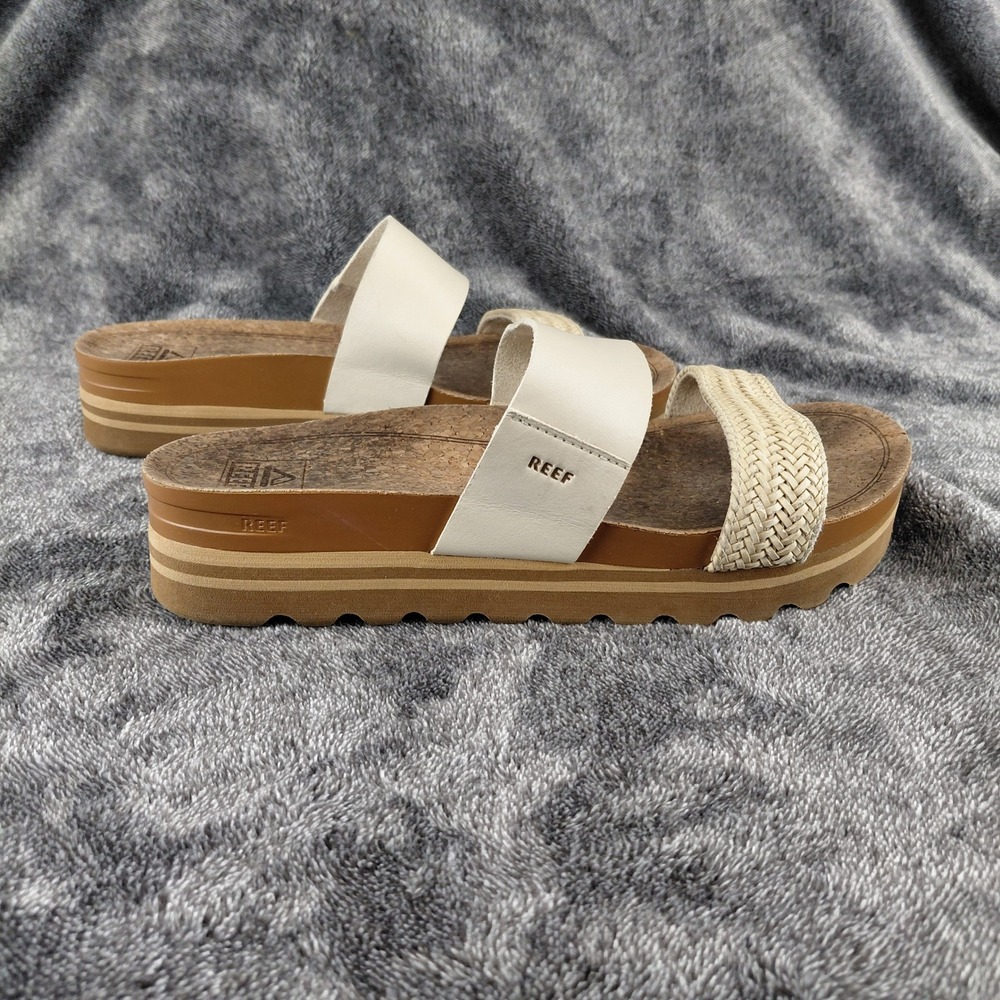 Reef Cushion Vista Hi Platform Sandals Womens 9 Cream Tan Woven Slide RF0A522L - Picture 3 of 8